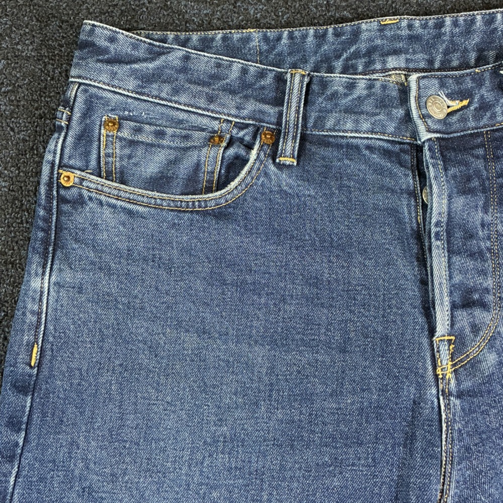 Buck Mason Maverick Slim Jeans Mens 33x34 [Fits 33x33] Button Fly Double Dipped - Picture 10 of 16